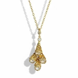 Vintage Filigree Cone Cap Pendant Necklace